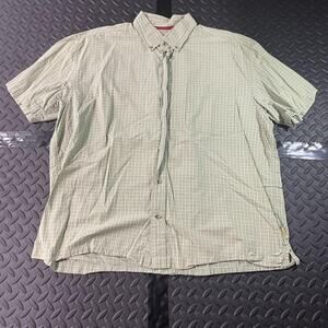 Levi Strauss Signature Shirt Mens XL Green Check Cotton Button Down Short Sleeve